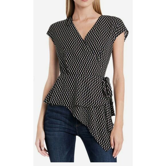 Vince Camuto Tops - Vince Camuto wrap top with asymmetrical hem Med.